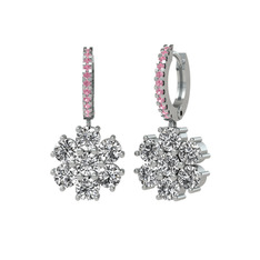 Sallantılı Maeve Küpe - Swarovski ve pembe kuvars 18 ayar beyaz altın küpe #59z3oi