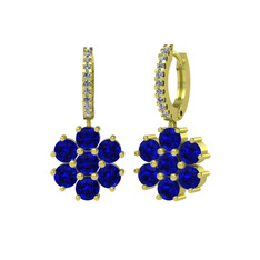 Sallantılı Maeve Küpe - Lab safir ve swarovski 18 ayar altın küpe #5gf1pq