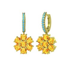 Sallantılı Maeve Küpe - Sitrin ve akuamarin 18 ayar altın küpe #6n1jah