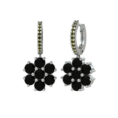 Sallantılı Maeve Küpe - Siyah zirkon ve peridot 18 ayar beyaz altın küpe #6untyq