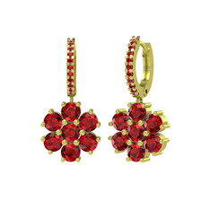 Garnet 14 ayar altın küpe