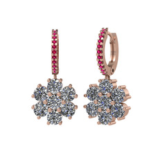 Sallantılı Maeve Küpe - Pırlanta ve rodolit garnet 18 ayar rose altın küpe (3.36 karat) #7zpevg