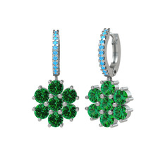 Sallantılı Maeve Küpe - Yeşil kuvars ve akuamarin 8 ayar beyaz altın küpe #9uecae