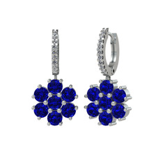 Sallantılı Maeve Küpe - Lab safir ve pırlanta 925 ayar gümüş küpe (0.198 karat) #9w2ycc