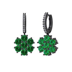 Sallantılı Maeve Küpe - Yeşil kuvars ve swarovski 925 ayar siyah rodyum kaplama gümüş küpe #buj6j0