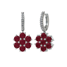 Sallantılı Maeve Küpe - Kök yakut ve swarovski 925 ayar gümüş küpe #cdrwpy