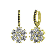 Swarovski ve siyah zirkon 8 ayar altın küpe