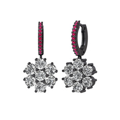 Sallantılı Maeve Küpe - Swarovski ve rodolit garnet 925 ayar siyah rodyum kaplama gümüş küpe #e0kd6x
