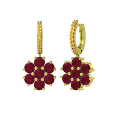 Sallantılı Maeve Küpe - Kök yakut ve sitrin 925 ayar altın kaplama gümüş küpe #g0bg26