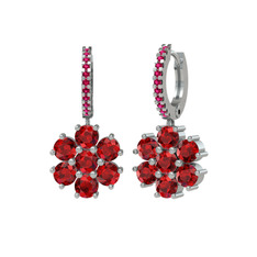Garnet ve rodolit garnet 14 ayar beyaz altın küpe
