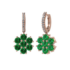 Sallantılı Maeve Küpe - Yeşil kuvars ve swarovski 8 ayar rose altın küpe #glesad
