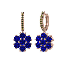 Sallantılı Maeve Küpe - Lab safir ve peridot 8 ayar rose altın küpe #hqybjz