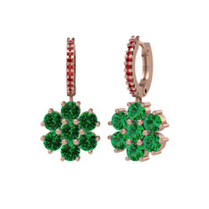 Yeşil kuvars ve garnet 14 ayar rose altın küpe