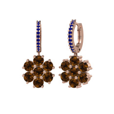 Sallantılı Maeve Küpe - Dumanlı kuvars ve lab safir 14 ayar rose altın küpe #hwt0f2