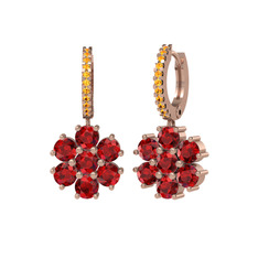 Sallantılı Maeve Küpe - Garnet ve sitrin 925 ayar rose altın kaplama gümüş küpe #i4l08q