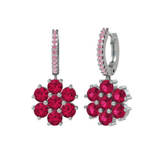 Rodolit garnet ve pembe kuvars 925 ayar gümüş küpe