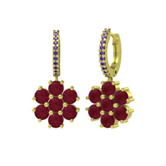 Sallantılı Maeve Küpe - Kök yakut ve ametist 14 ayar altın küpe #jf43xv