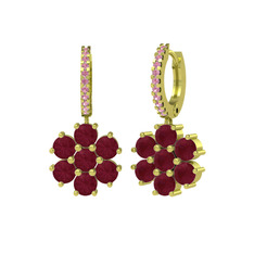 Sallantılı Maeve Küpe - Kök yakut ve pembe kuvars 925 ayar altın kaplama gümüş küpe #jpbj5f