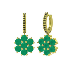 Kök zümrüt ve peridot 18 ayar altın küpe