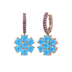 Sallantılı Maeve Küpe - Akuamarin ve ametist 14 ayar rose altın küpe #k3ot8u