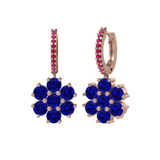 Lab safir ve rodolit garnet 8 ayar rose altın küpe
