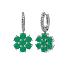 Sallantılı Maeve Küpe - Kök zümrüt ve swarovski 14 ayar beyaz altın küpe #kc19he