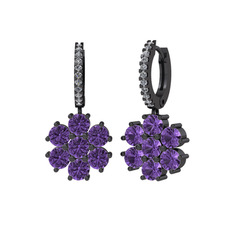 Sallantılı Maeve Küpe - Ametist ve swarovski 925 ayar siyah rodyum kaplama gümüş küpe #kg7lk8