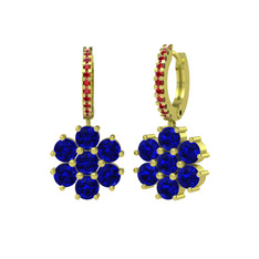 Sallantılı Maeve Küpe - Lab safir ve garnet 14 ayar altın küpe #ksvdmx