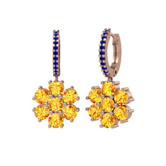 Sitrin ve lab safir 8 ayar rose altın küpe