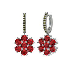 Sallantılı Maeve Küpe - Garnet ve peridot 14 ayar beyaz altın küpe #lhi688