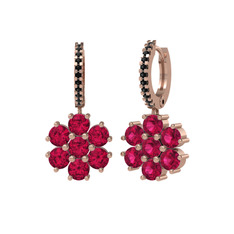 Sallantılı Maeve Küpe - Rodolit garnet ve siyah zirkon 18 ayar rose altın küpe #m5bflx