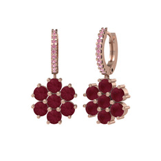 Sallantılı Maeve Küpe - Kök yakut ve pembe kuvars 18 ayar rose altın küpe #mcq8cq