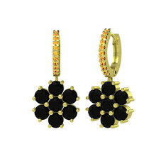 Sallantılı Maeve Küpe - Siyah zirkon ve sitrin 925 ayar altın kaplama gümüş küpe #mkvgmc