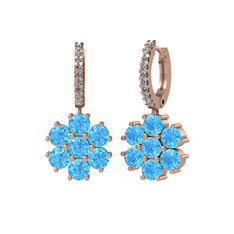 Sallantılı Maeve Küpe - Akuamarin ve pırlanta 18 ayar rose altın küpe (0.198 karat) #njh0lp
