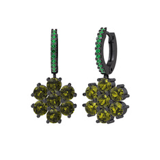 Sallantılı Maeve Küpe - Peridot ve yeşil kuvars 925 ayar siyah rodyum kaplama gümüş küpe #ntmovt