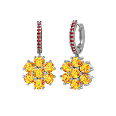 Sallantılı Maeve Küpe - Sitrin ve garnet 14 ayar beyaz altın küpe #nvh5ql