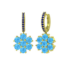 Sallantılı Maeve Küpe - Akuamarin ve lab safir 18 ayar altın küpe #oboglw