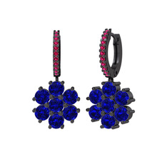 Sallantılı Maeve Küpe - Lab safir ve rodolit garnet 925 ayar siyah rodyum kaplama gümüş küpe #ouj9qo