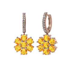 Sallantılı Maeve Küpe - Sitrin ve swarovski 18 ayar rose altın küpe #ph6s8n