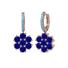 Sallantılı Maeve Küpe - Lab safir ve akuamarin 18 ayar rose altın küpe #qiqub4