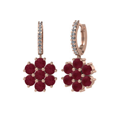 Sallantılı Maeve Küpe - Kök yakut ve pırlanta 925 ayar rose altın kaplama gümüş küpe (0.198 karat) #qk2s34