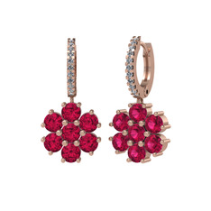 Rodolit garnet ve swarovski 8 ayar rose altın küpe