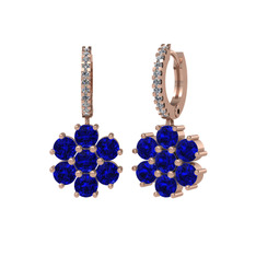Sallantılı Maeve Küpe - Lab safir ve pırlanta 18 ayar rose altın küpe (0.198 karat) #quckag