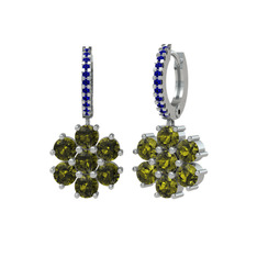 Sallantılı Maeve Küpe - Peridot ve lab safir 8 ayar beyaz altın küpe #rjawy3