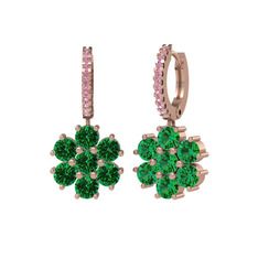 Sallantılı Maeve Küpe - Yeşil kuvars ve pembe kuvars 18 ayar rose altın küpe #rq1qzv