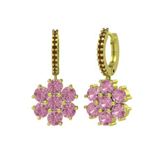Sallantılı Maeve Küpe - Pembe kuvars ve dumanlı kuvars 8 ayar altın küpe #ryqxgb