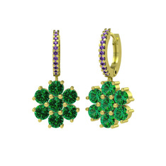 Sallantılı Maeve Küpe - Yeşil kuvars ve ametist 18 ayar altın küpe #sulu3v