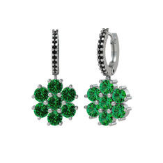 Sallantılı Maeve Küpe - Yeşil kuvars ve siyah zirkon 925 ayar gümüş küpe #t3gjwx