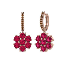 Sallantılı Maeve Küpe - Rodolit garnet ve dumanlı kuvars 8 ayar rose altın küpe #t7l44m
