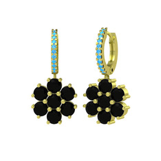 Sallantılı Maeve Küpe - Siyah zirkon ve akuamarin 8 ayar altın küpe #tbmgw4